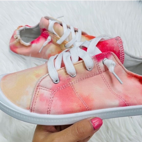 Mata Shoes - LAST PAIR! NIB Peach Pink Orange Tie Dye Canvas slip on sneaker